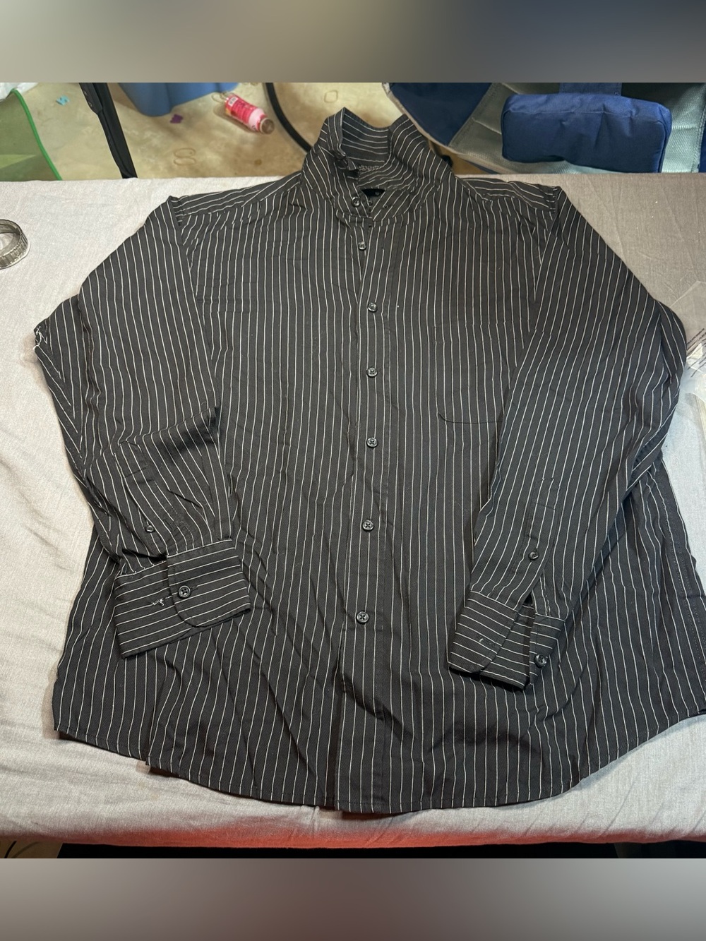 Beverly Hills Polo Club Black Pinstripe Button-Down Shirt